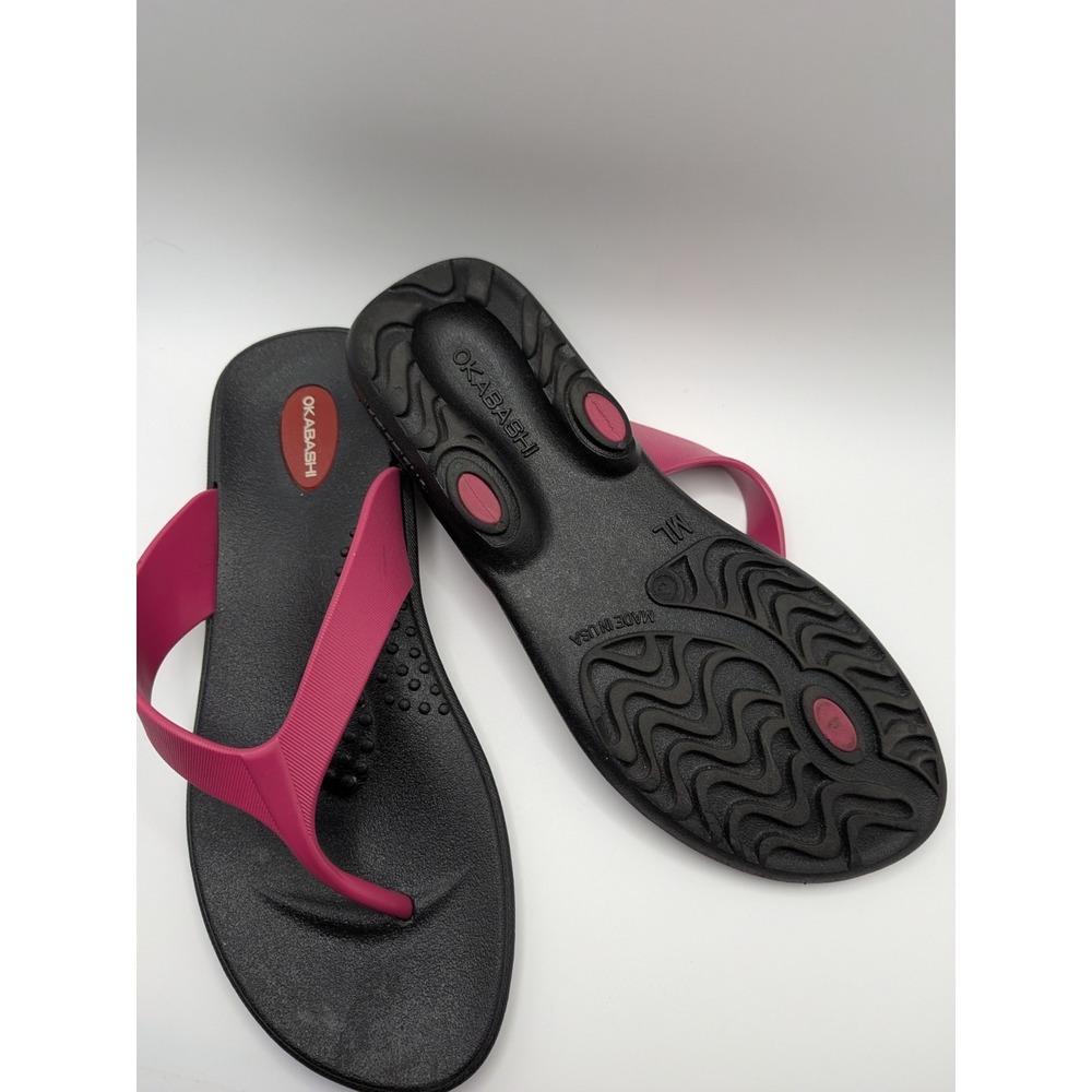 Okabashi Flip Flop Sandals Women's Size M L 8 9 Women Pink Black Made In USA